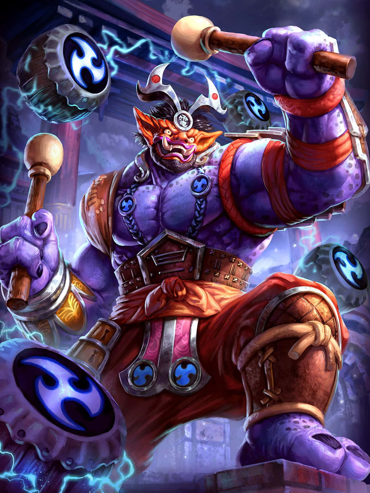 Raijin Thunder Deity Artwork Wallpaper