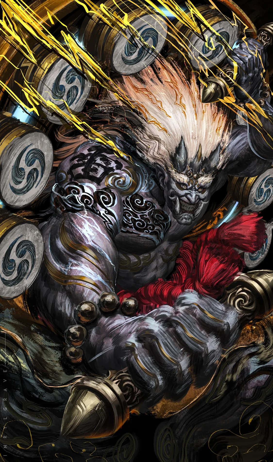 Raijin Thunder God Art Wallpaper