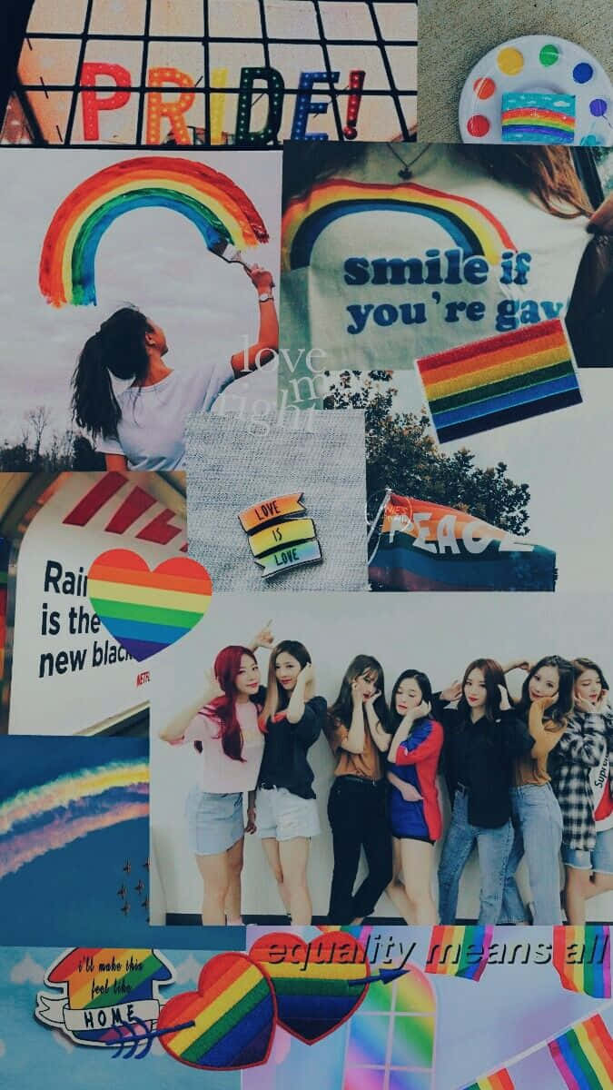 Rainbow Collage With Pictures Of Girls And Rainbows Wallpaper