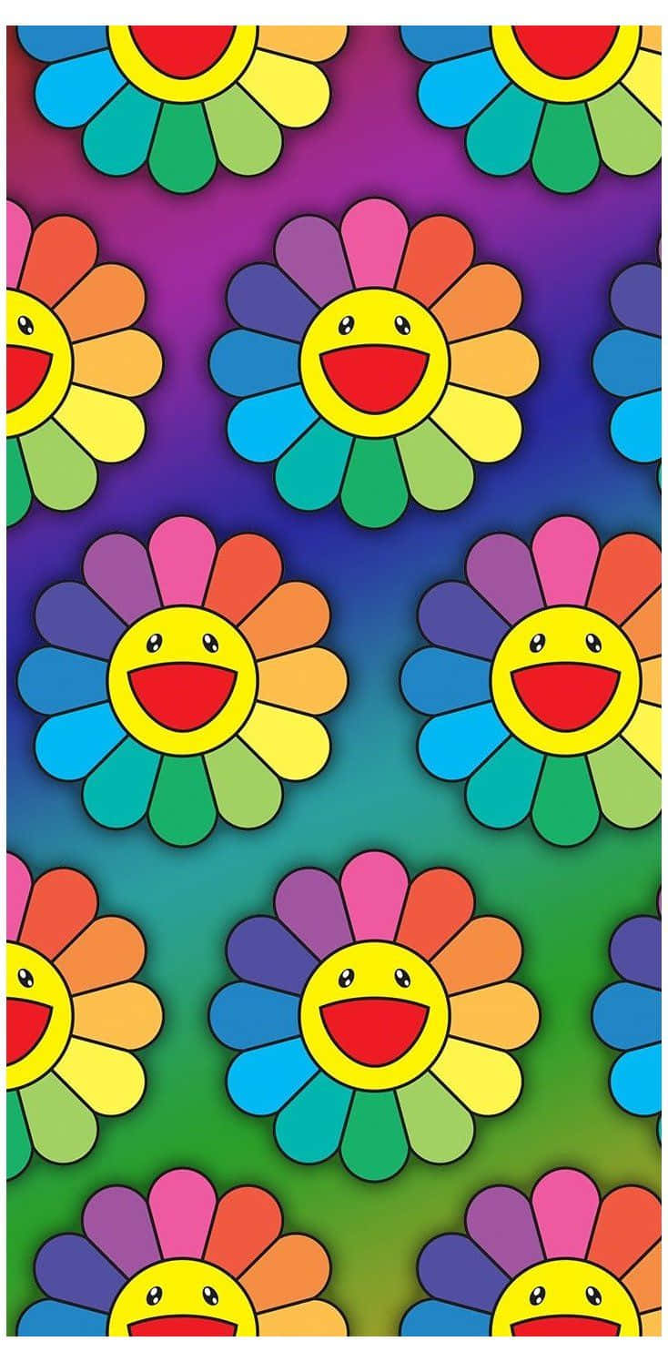 Rainbow Flower Iphone Smiley Face Wallpaper