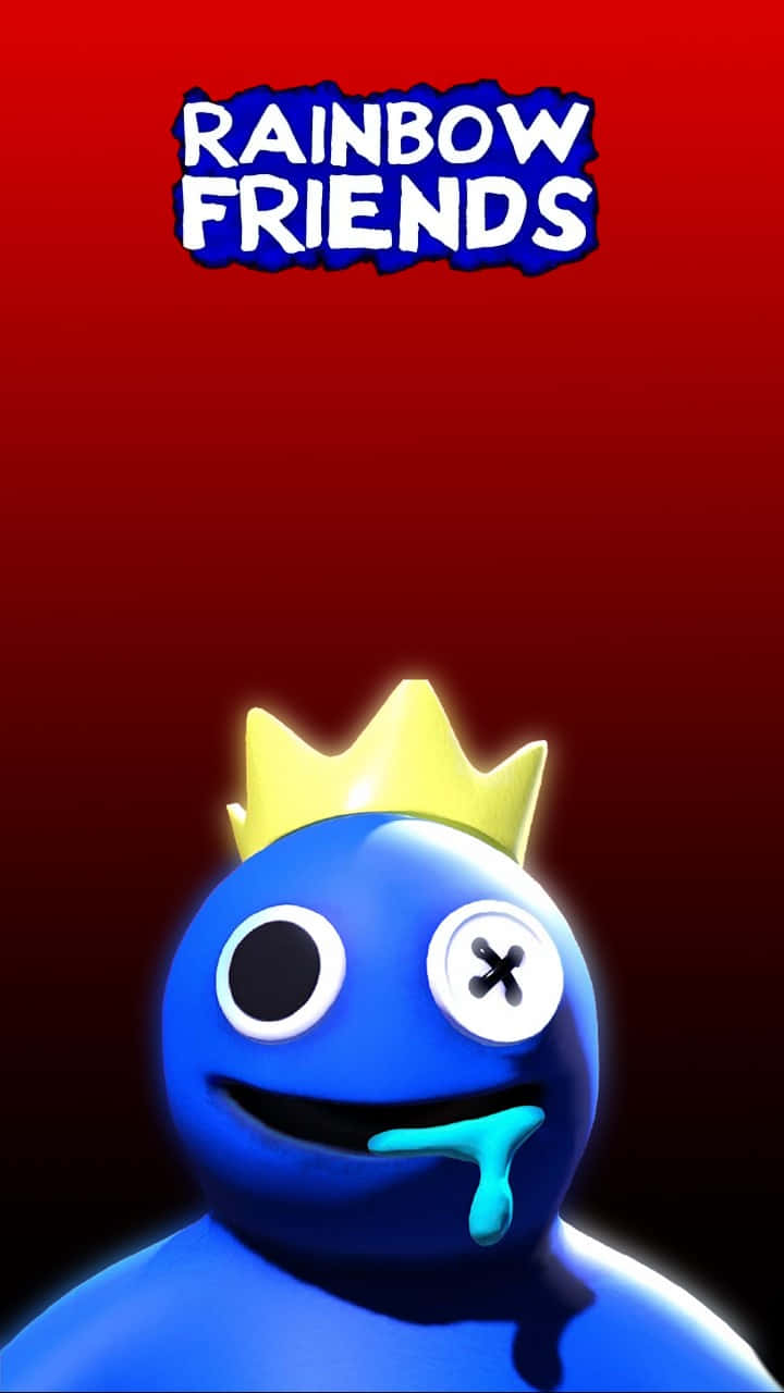 Rainbow Friends Blue Character Crowned Wallpaper