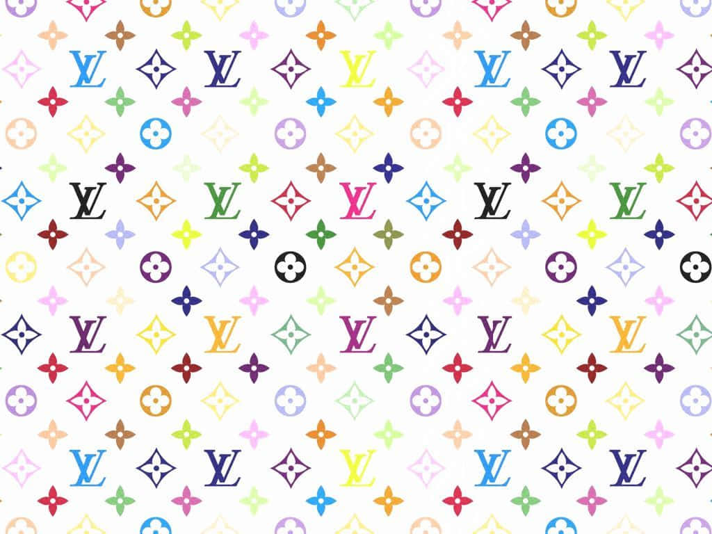 Rainbow Louis Vuitton Print On White Wallpaper