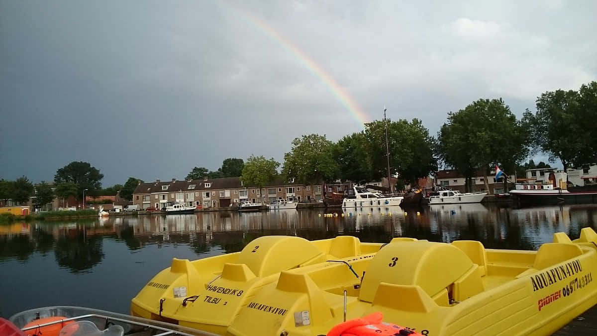 Rainbow Over Tilburg Waterfront Wallpaper