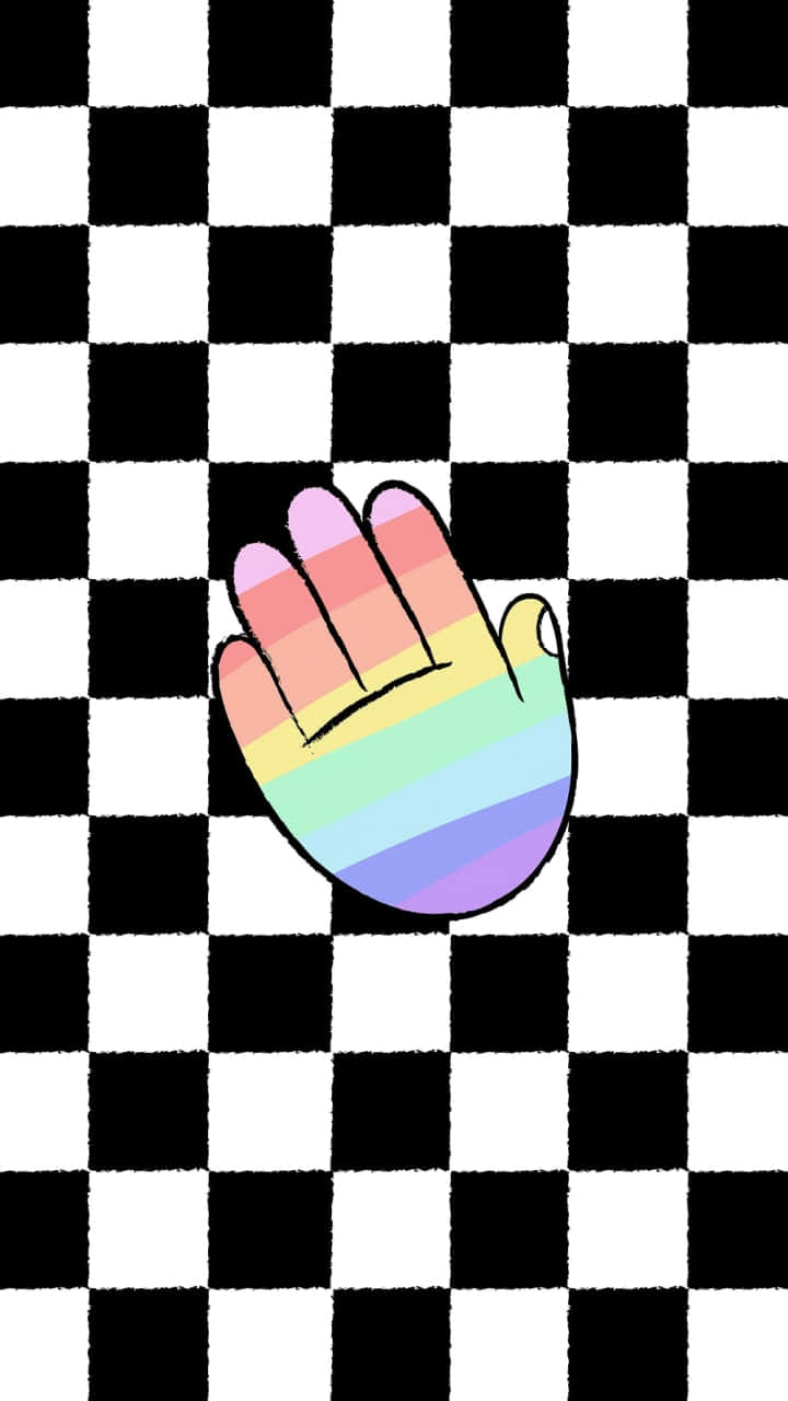 Rainbow Palm Checkered Background Wallpaper