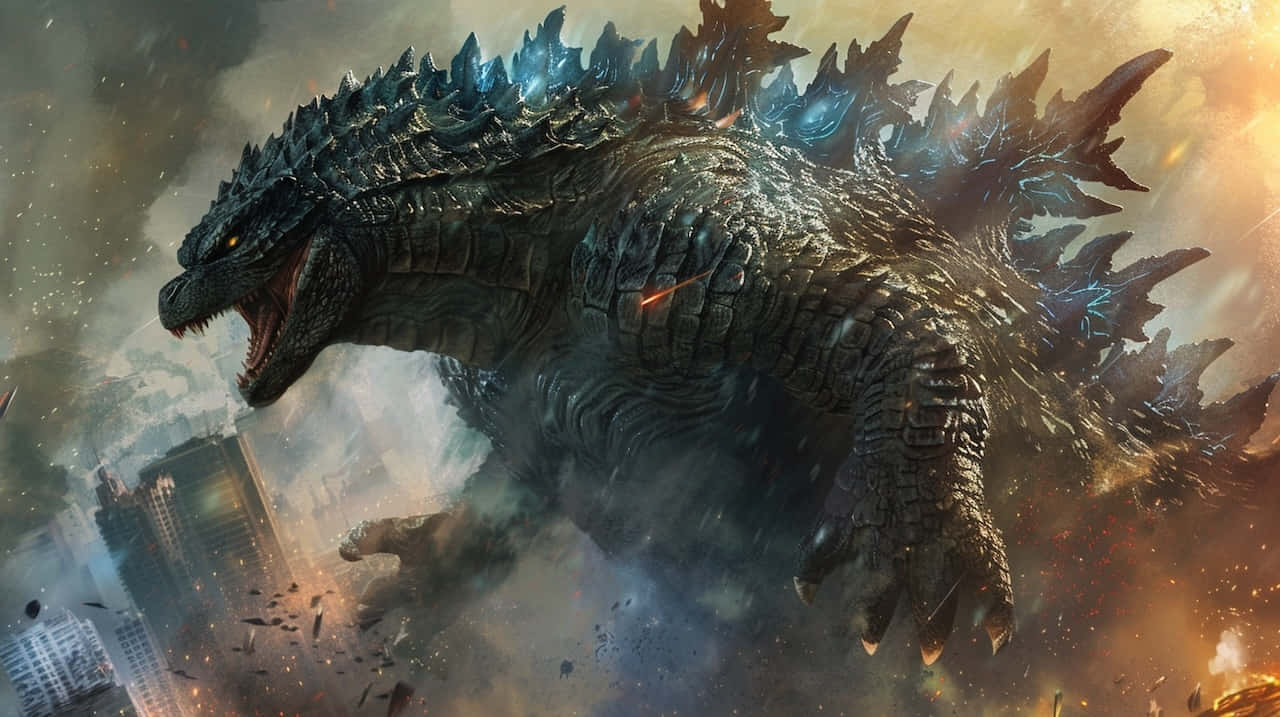 Rampaging_ Godzilla_ Artwork Wallpaper