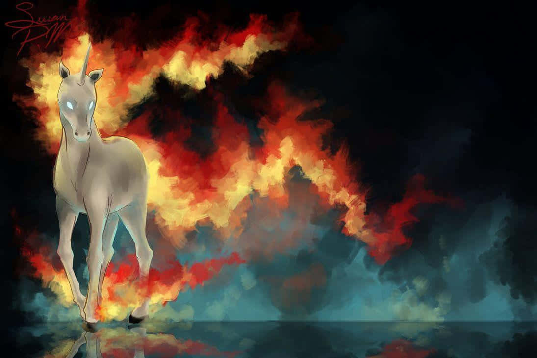 Rapidash Galloping In The Fire Wallpaper