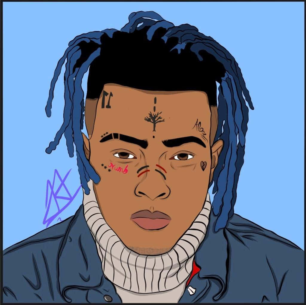 Rapper Xxxtentacion In Blue Hair Wallpaper