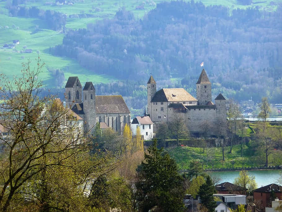 Rapperswil_ Castle_ Overlooking_ Lake_ Zurich Wallpaper