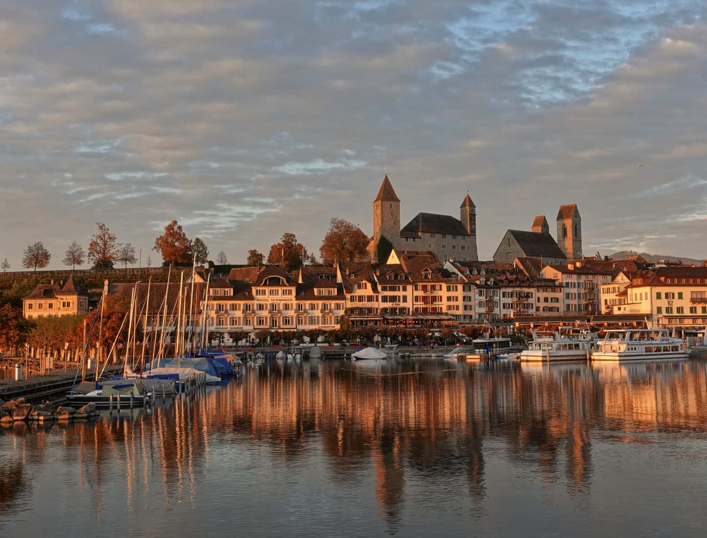 Rapperswil Jona Lake Zurich Sunset Wallpaper