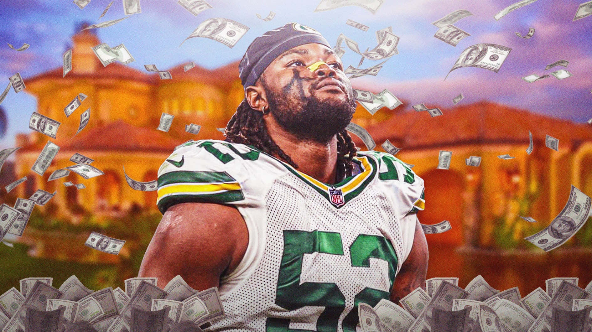 Rashan Gary Money Rain Green Bay Packers Wallpaper