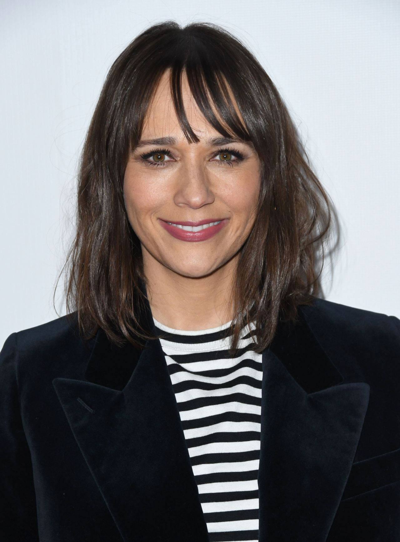 Rashida Jones Smile Black And White Stripes Wallpaper