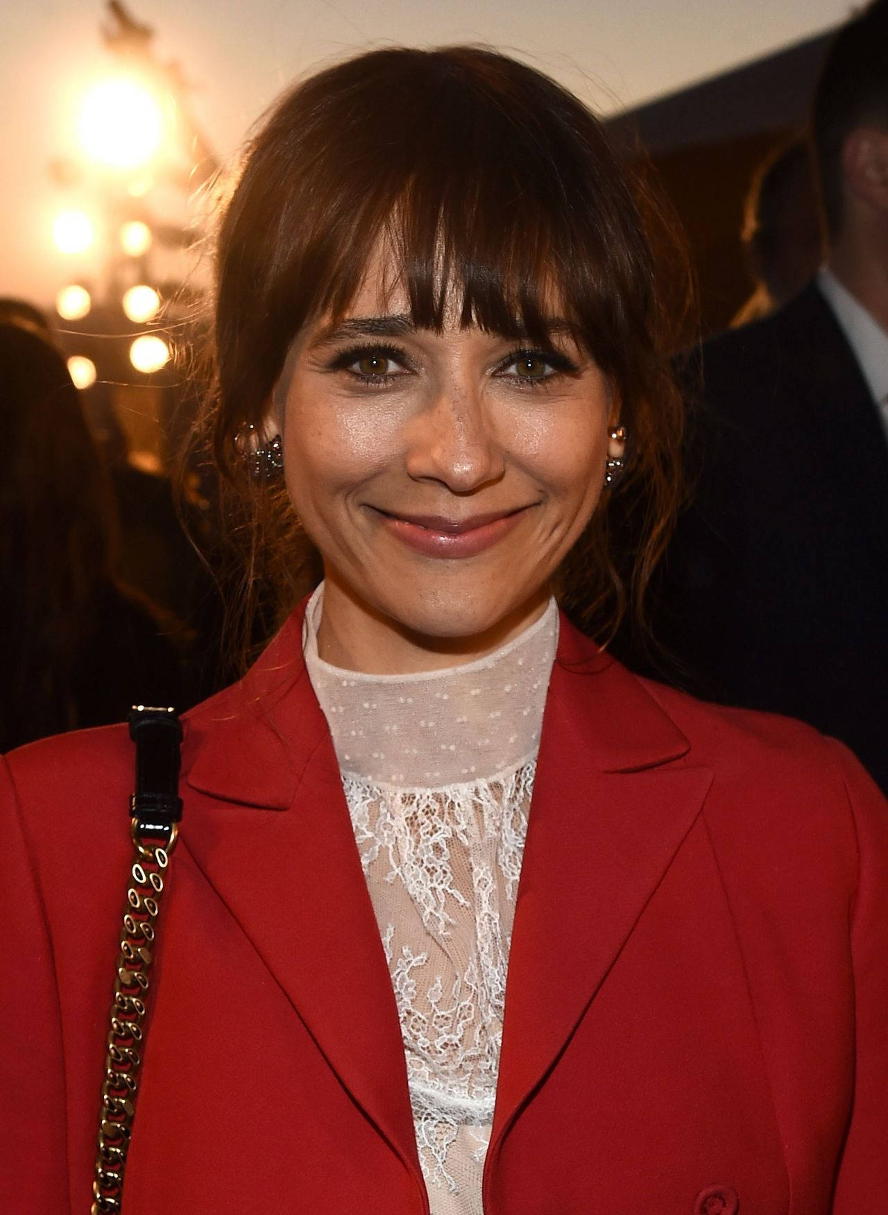 Rashida Jones Smile Red Coat Wallpaper