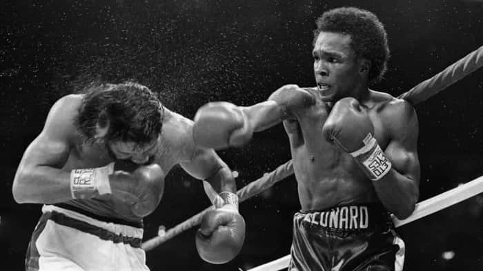 Ray Leonard Landing A Punch Wallpaper