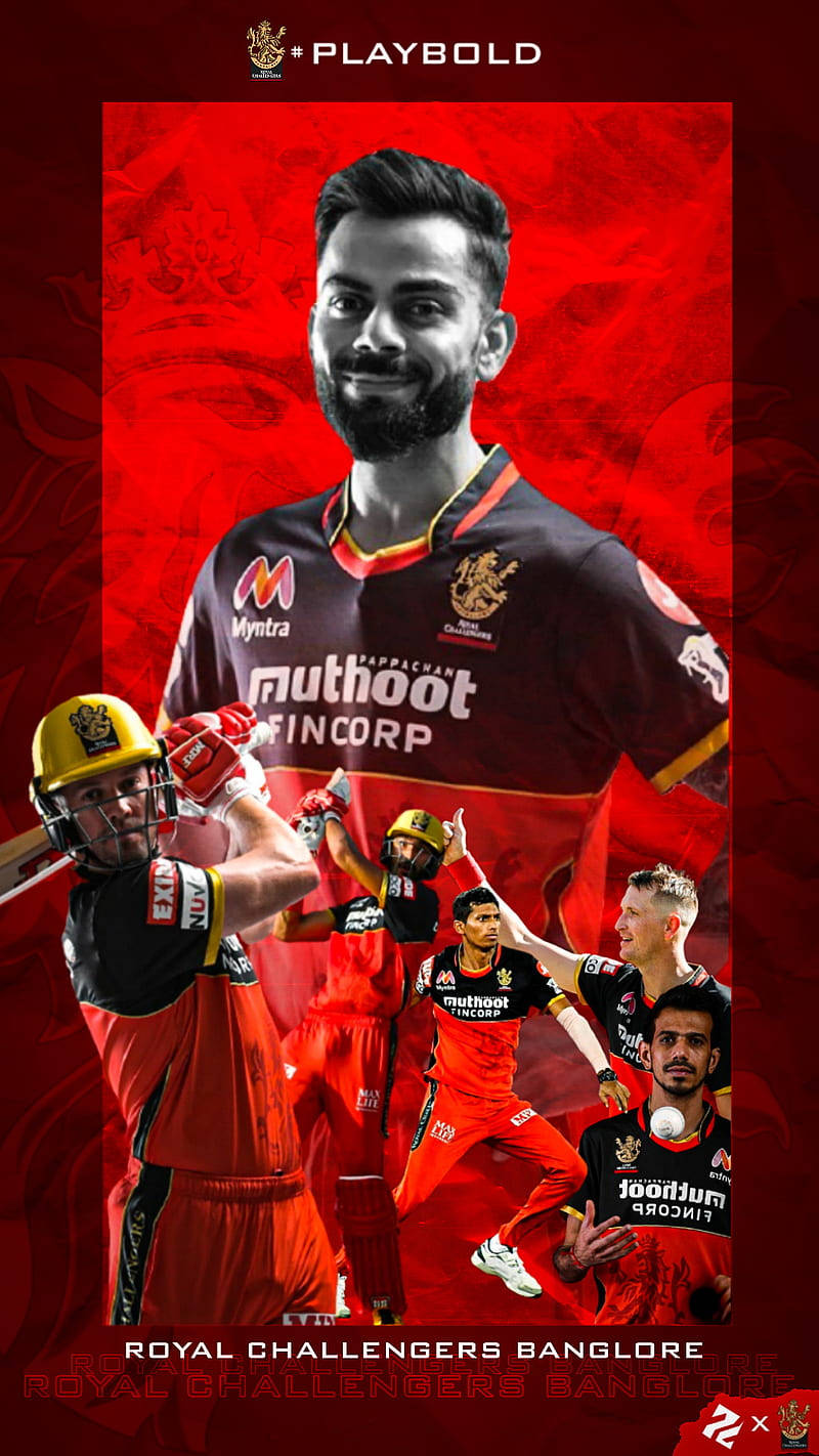 Rcb Team’s Virat Kohli With Members Wallpaper