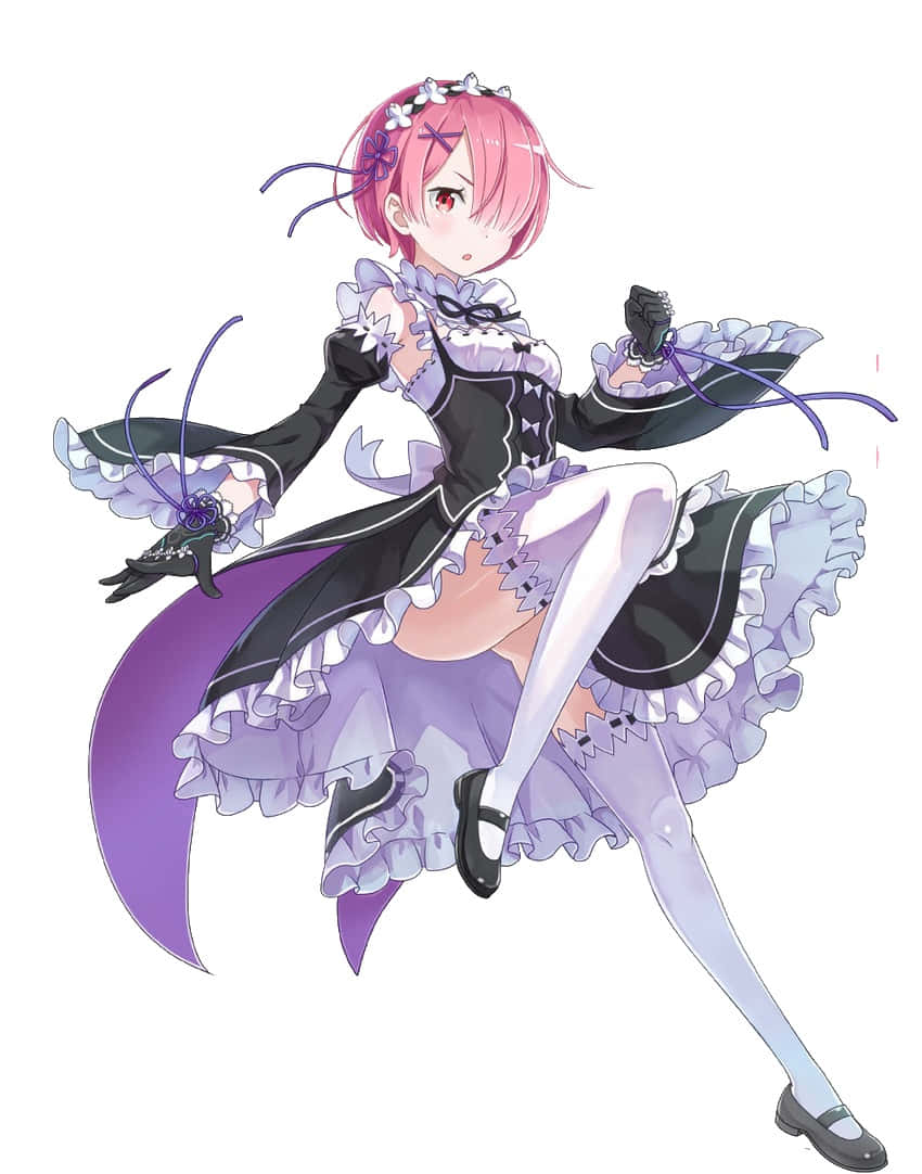 Re:zero's Ram Striking A Captivating Pose Wallpaper