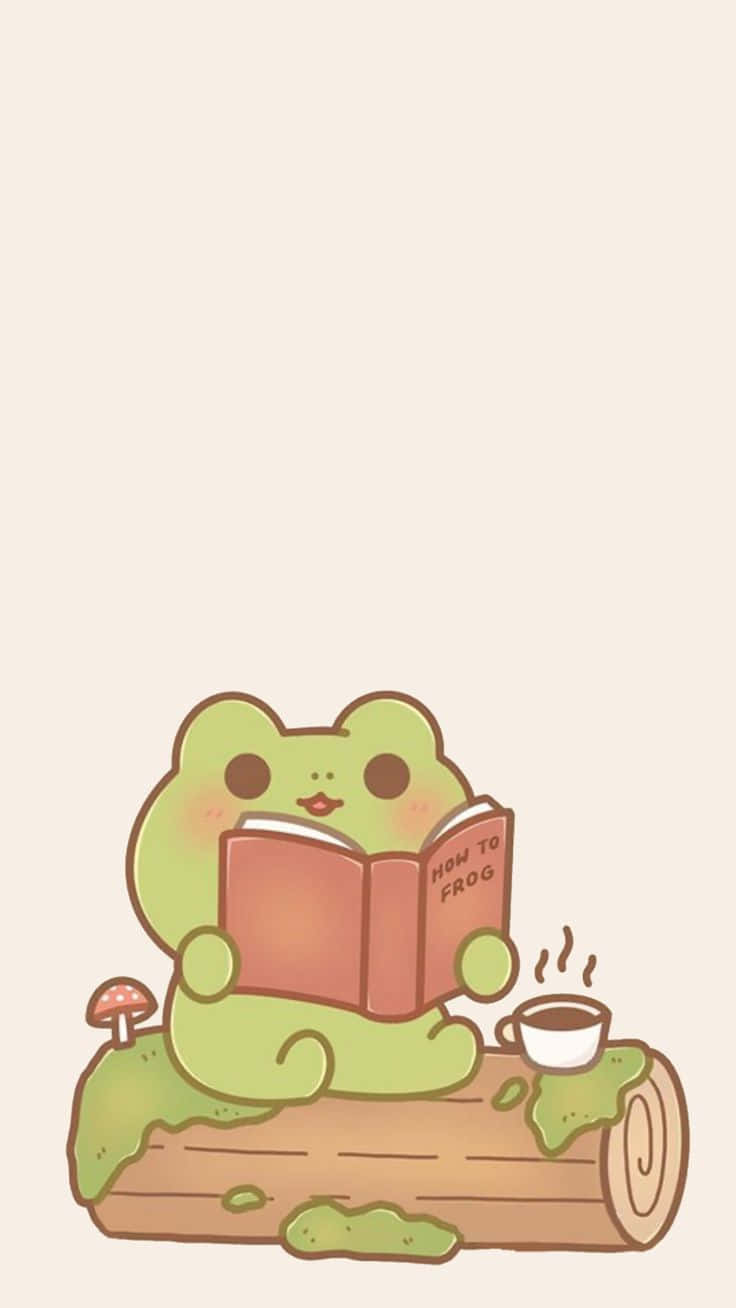 Reading Frog Cutei Phone Wallpaper Wallpaper