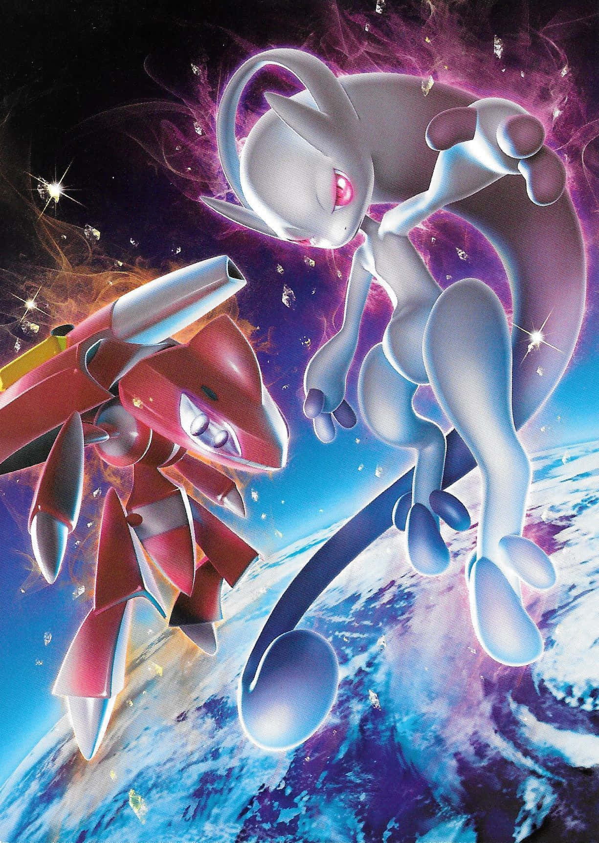 Realistic Genesect And Mewtwo Pokemon Wallpaper