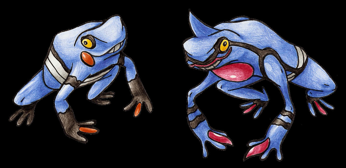 Realistic Toxicroak And Croagunk Drawing Wallpaper