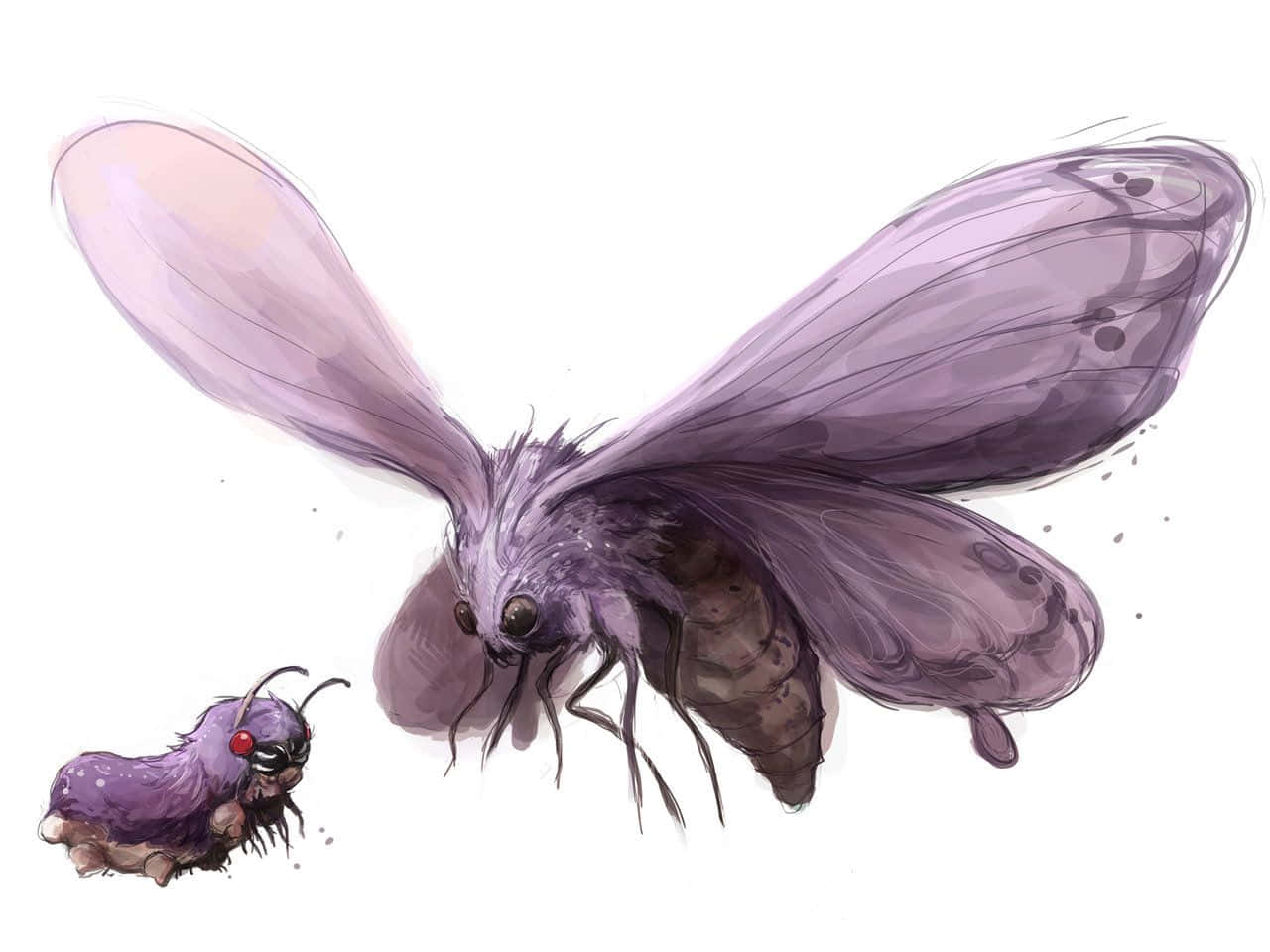 Realistic Venomoth And Venonat Wallpaper