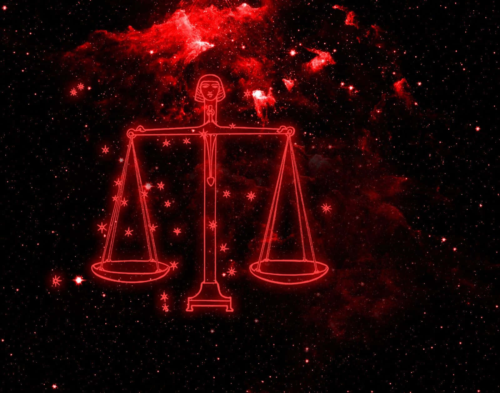 Red Aesthetic Cute Libra Zodiac Graphic Art Wallpaper