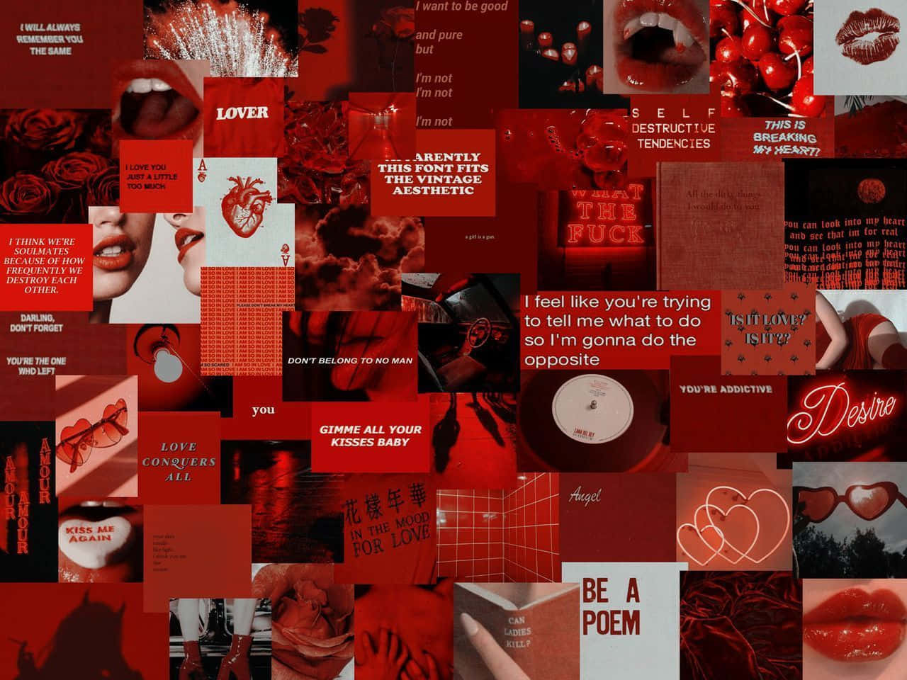 Red Aesthetic Tumblr Various Quotes And Pictures Wallpaper