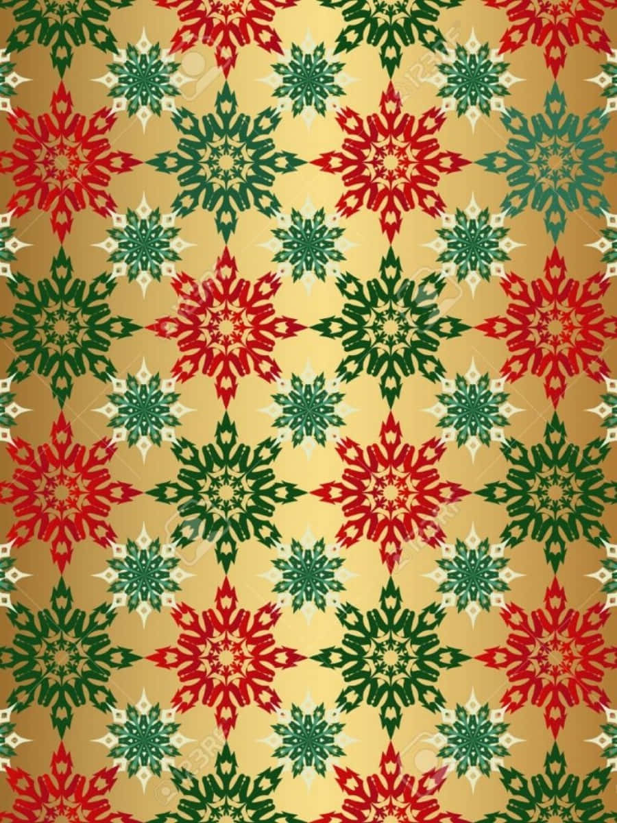 Red And Green Christmas Pattern Wallpaper