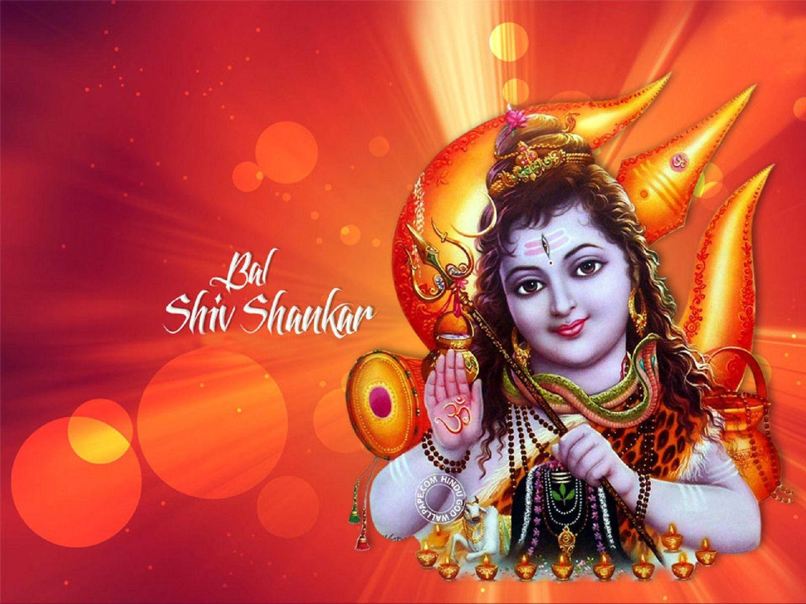 Red And Orange Shankar Bhagwan Wallpaper