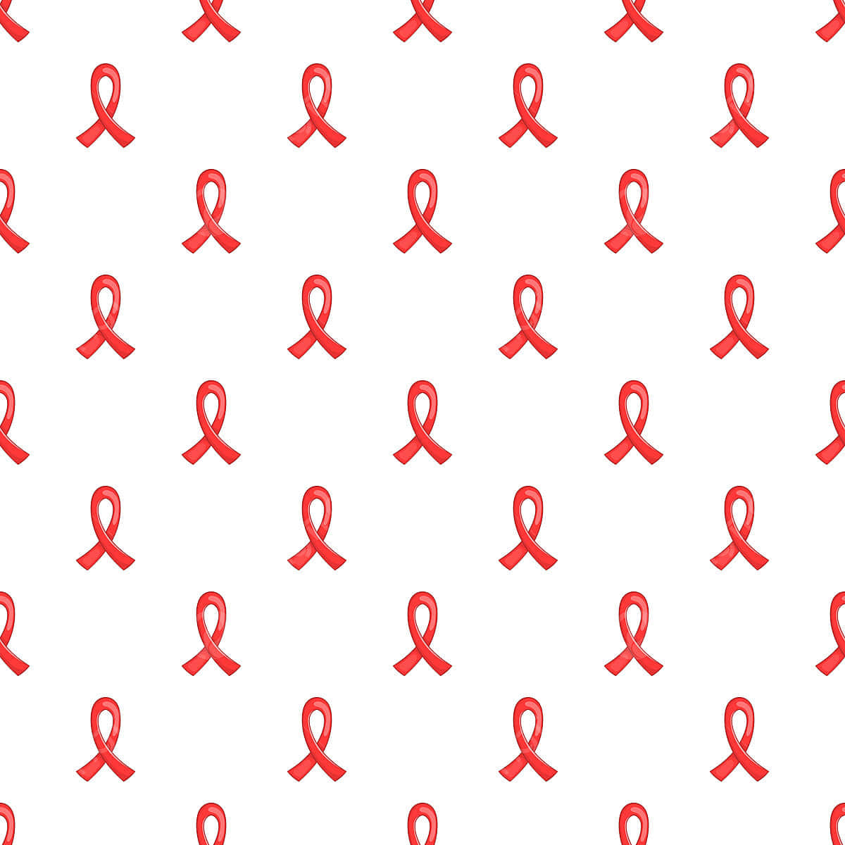 Red Awareness Ribbon Pattern Wallpaper