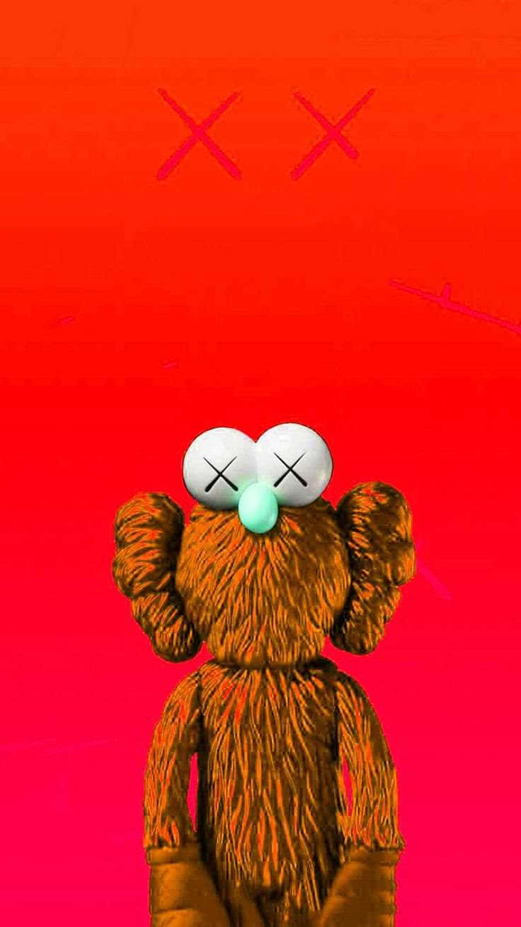 Red Background Kaws Figure Wallpaper