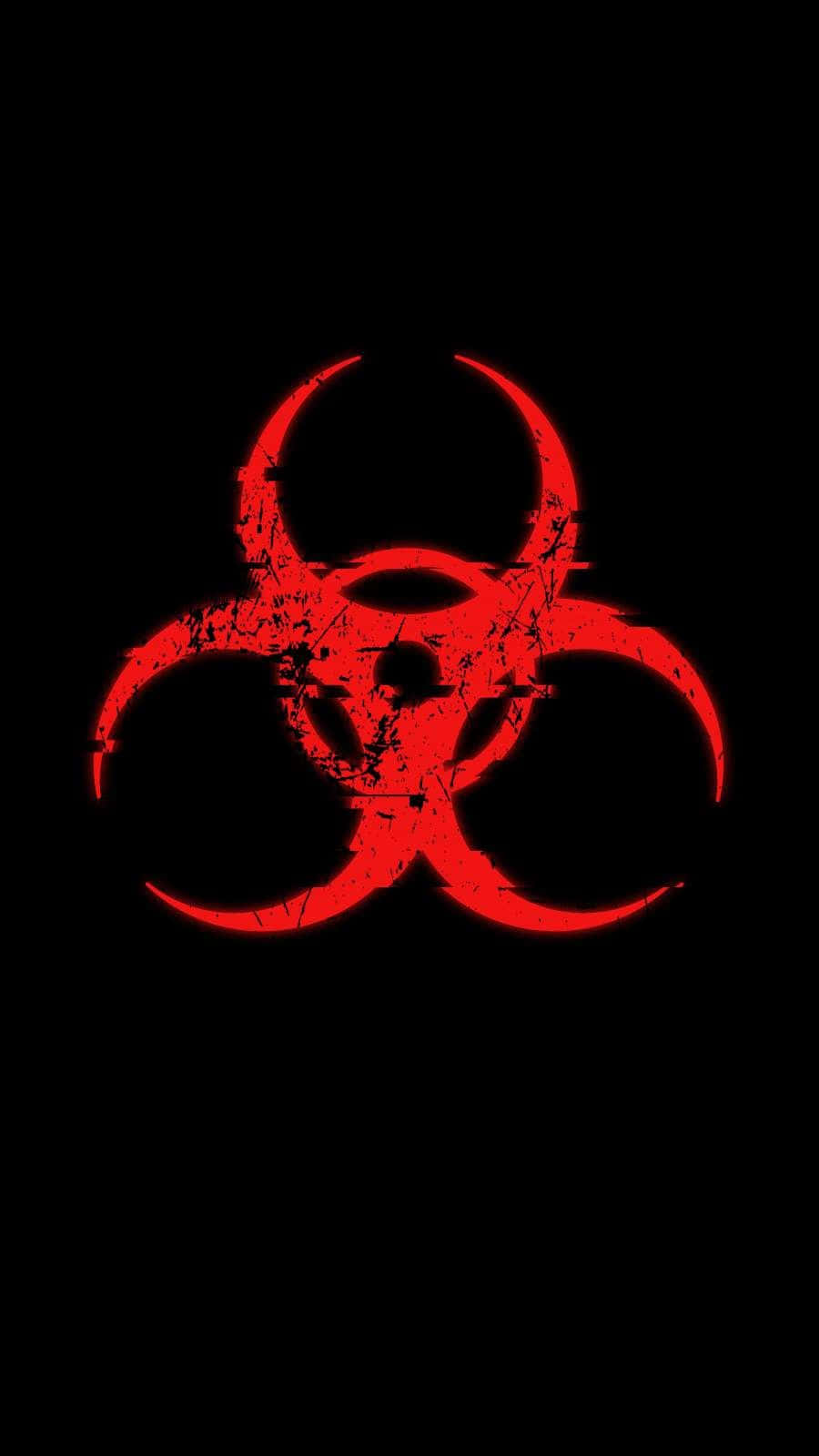 Red Biohazard Symbolon Black Wallpaper