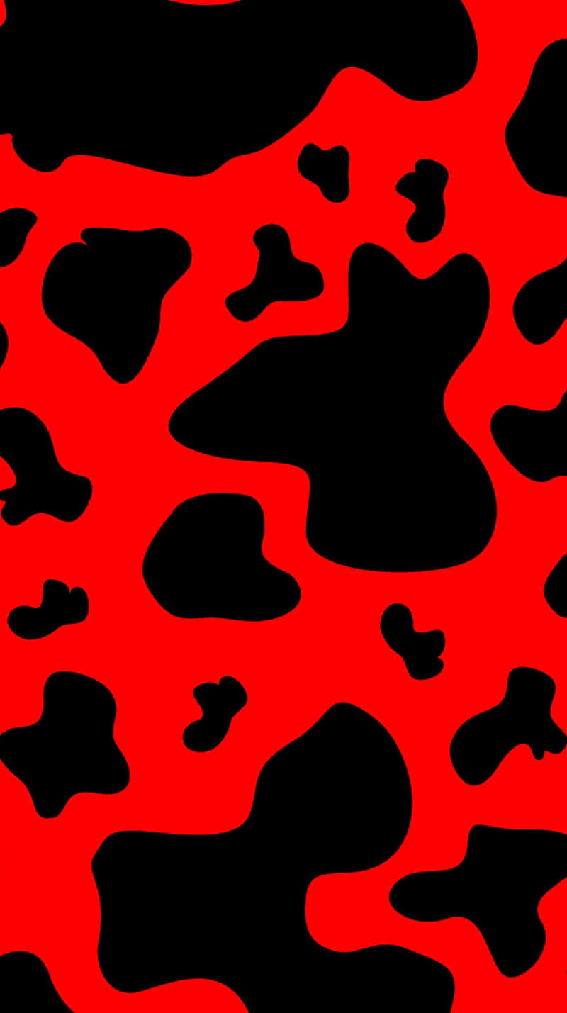 Red Black Cow Print Pattern Wallpaper