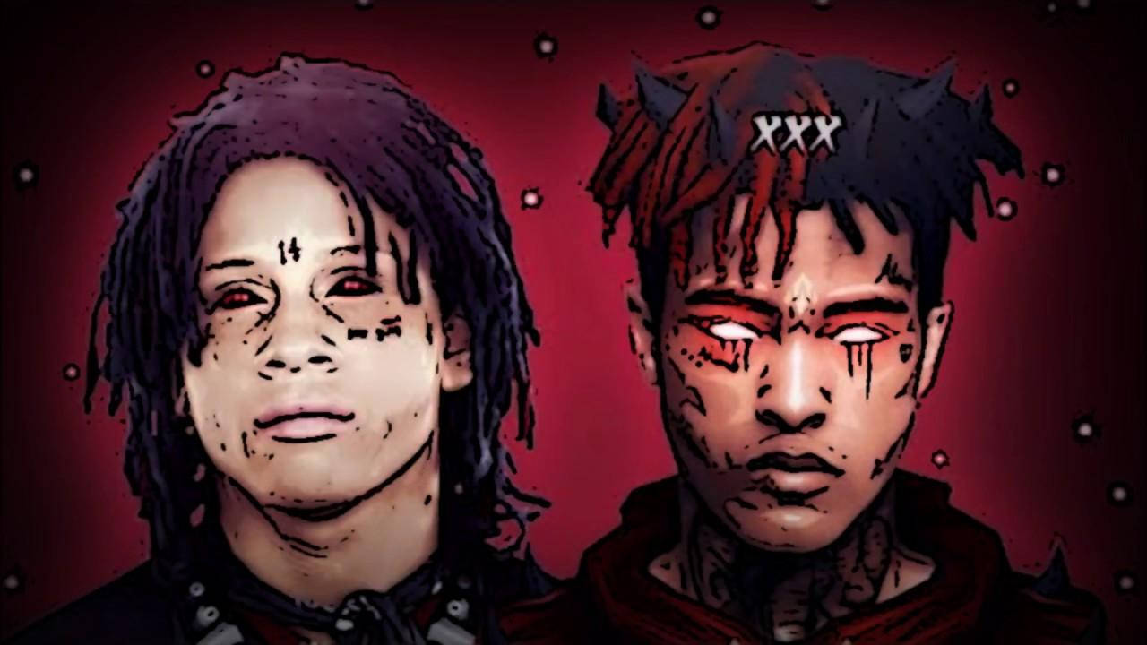 Red Black Hair Xxxtentacion Cartoon Wallpaper