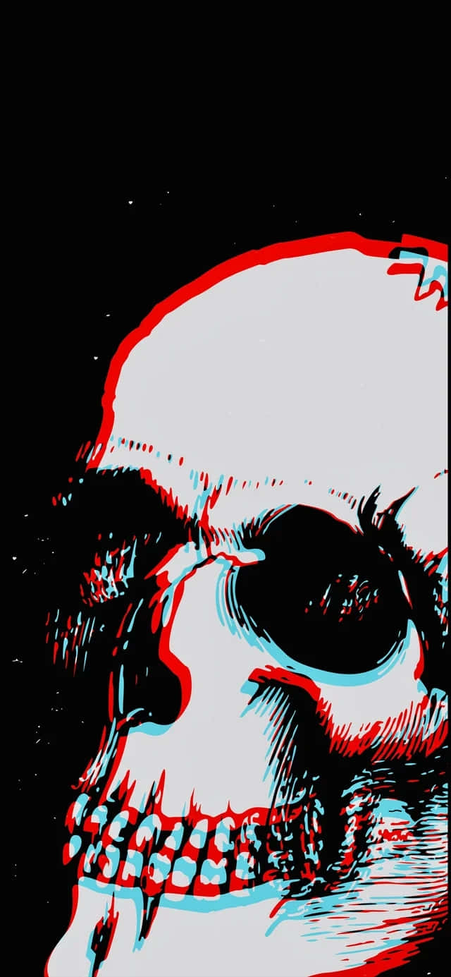 Red Blue Skull Artwork Wallpaper