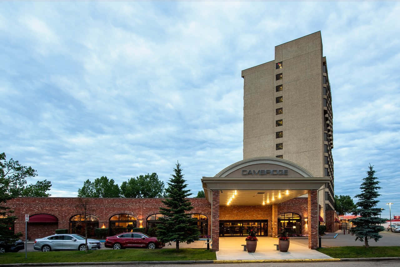 Red Deer Hotel Exterior Evening Wallpaper