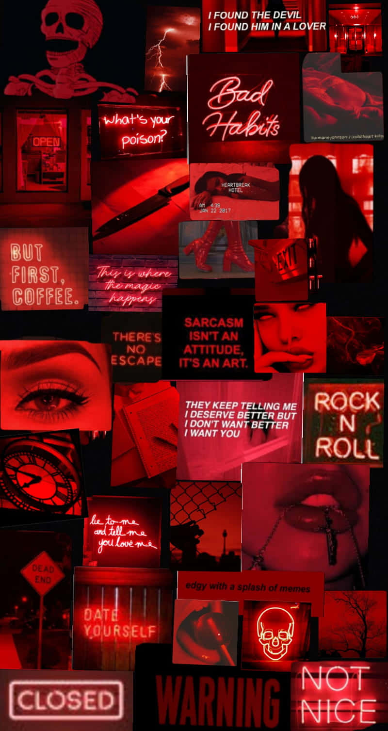 Red Demon Aesthetic Collage Wallpaper