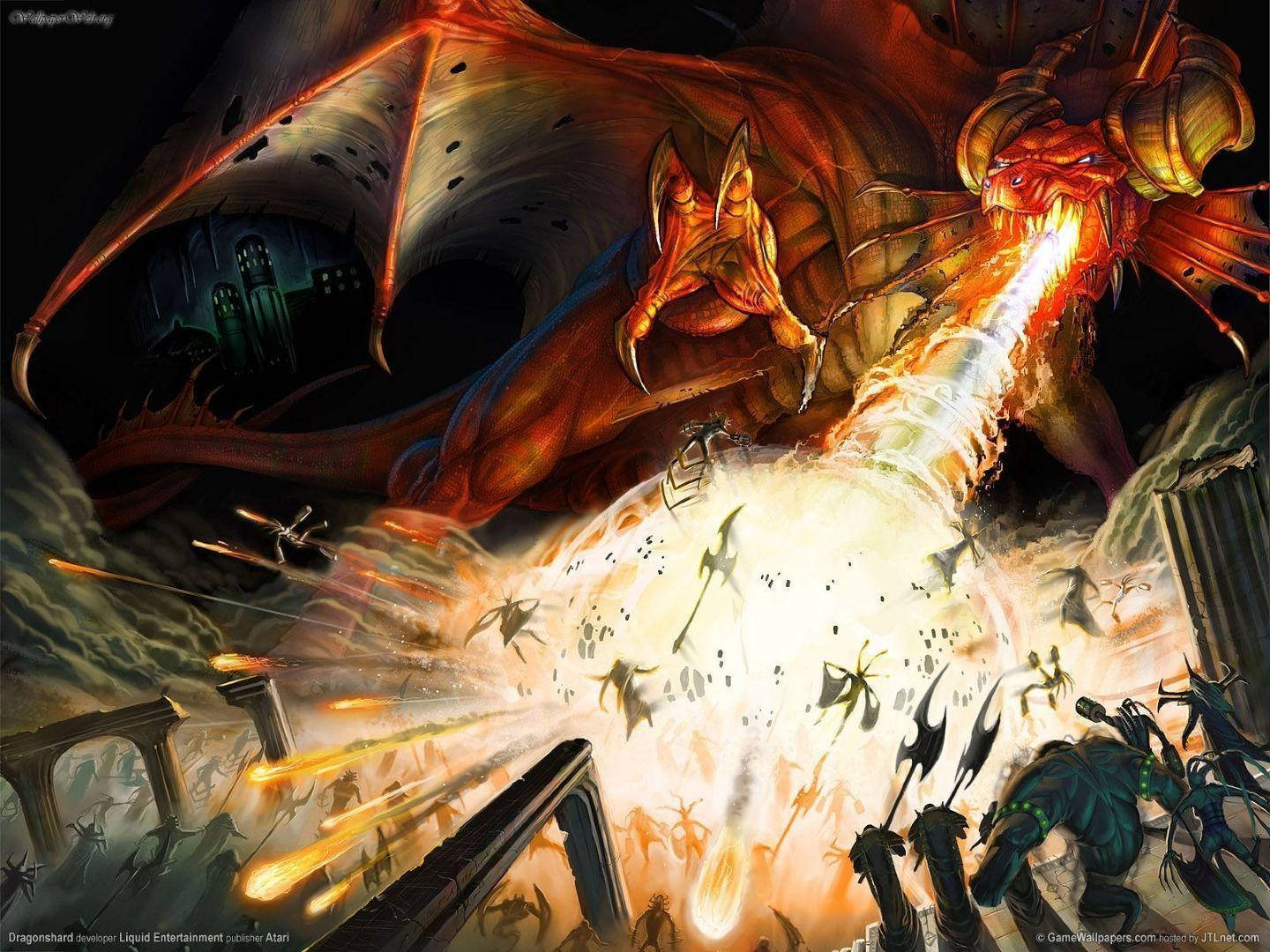 Red Dragon On Fire - The Emblem Of Dungeons And Dragons Wallpaper