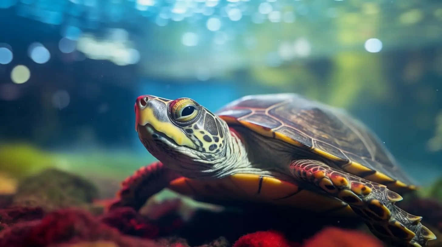 Red Eared Slider Terrapin Underwater Wallpaper