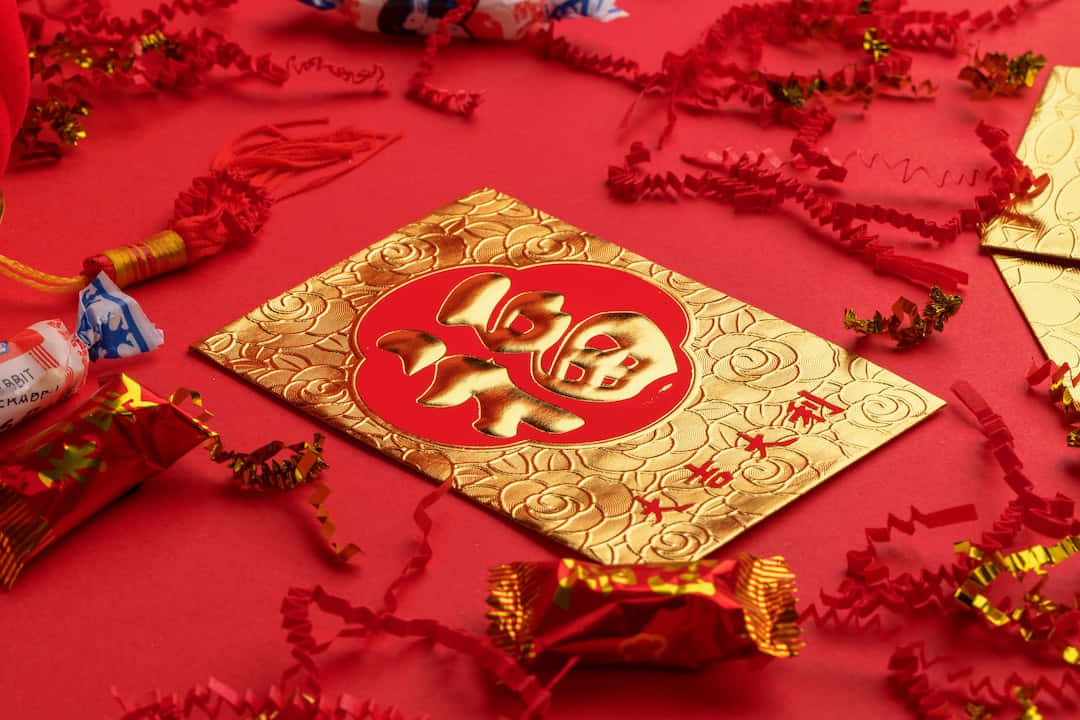 Red Envelope On A Sparkling Background Wallpaper