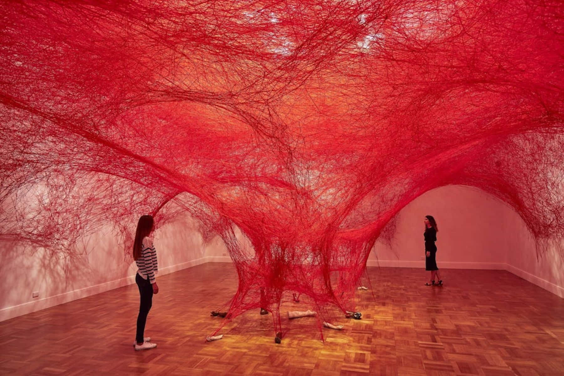 Red Fiber Art Installation A G S A Wallpaper