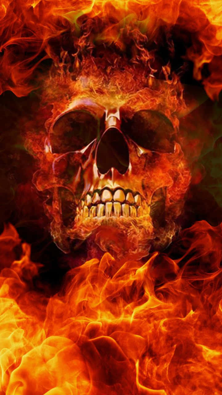 Red Flame Skull - A Menacingly Beautiful Sight Wallpaper