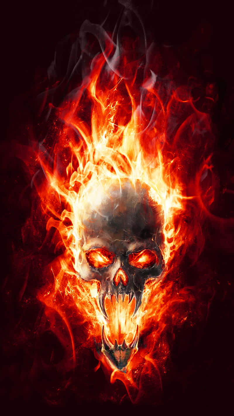 Red Flame Skull – The Power Of Fire Wallpaper