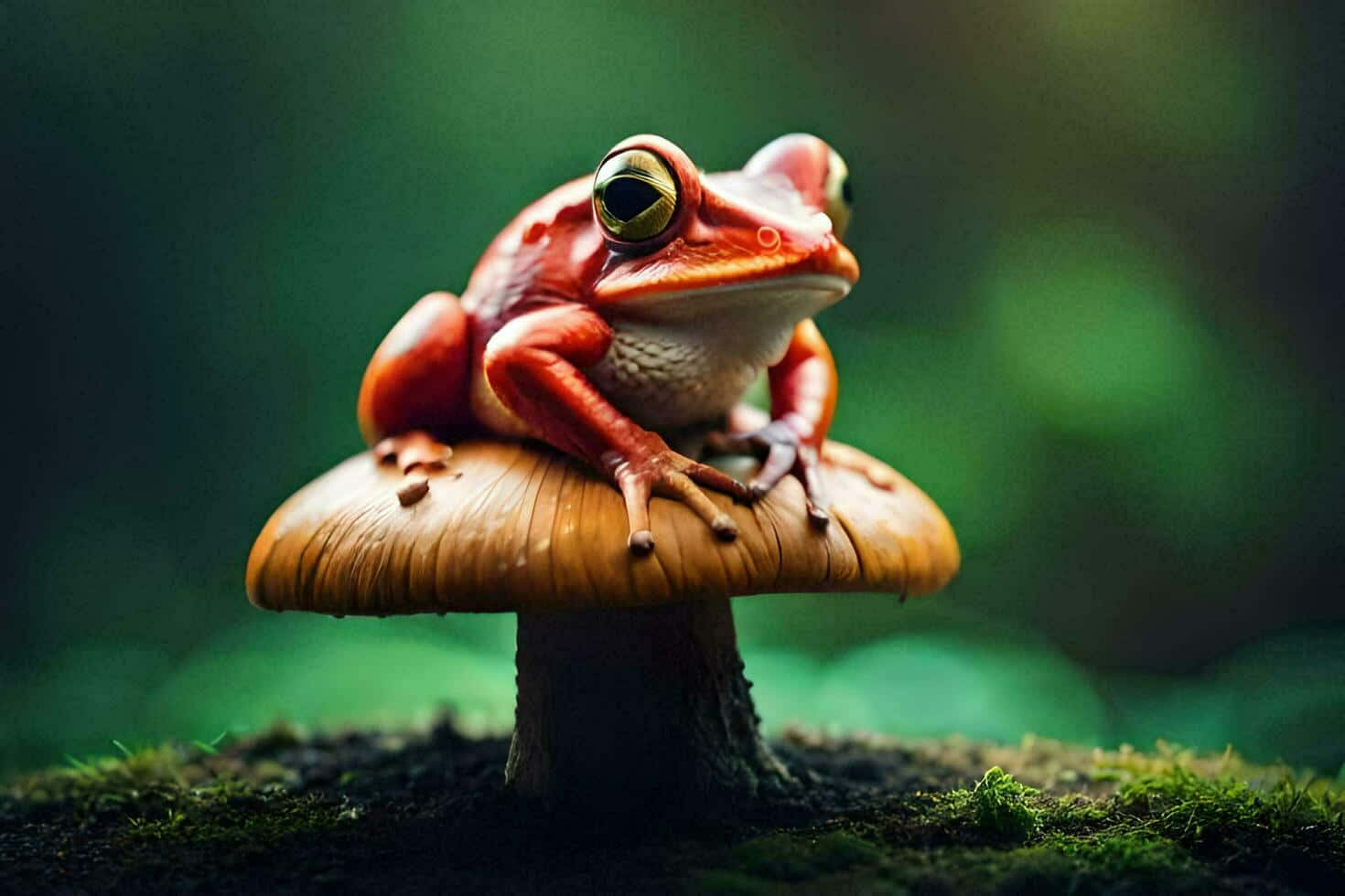 Red Frogon Mushroomin Forest.jpg Wallpaper