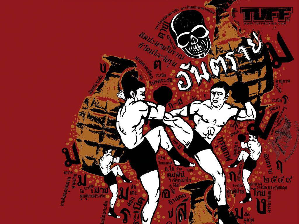 Red Grafitti Muay Thai Wallpaper