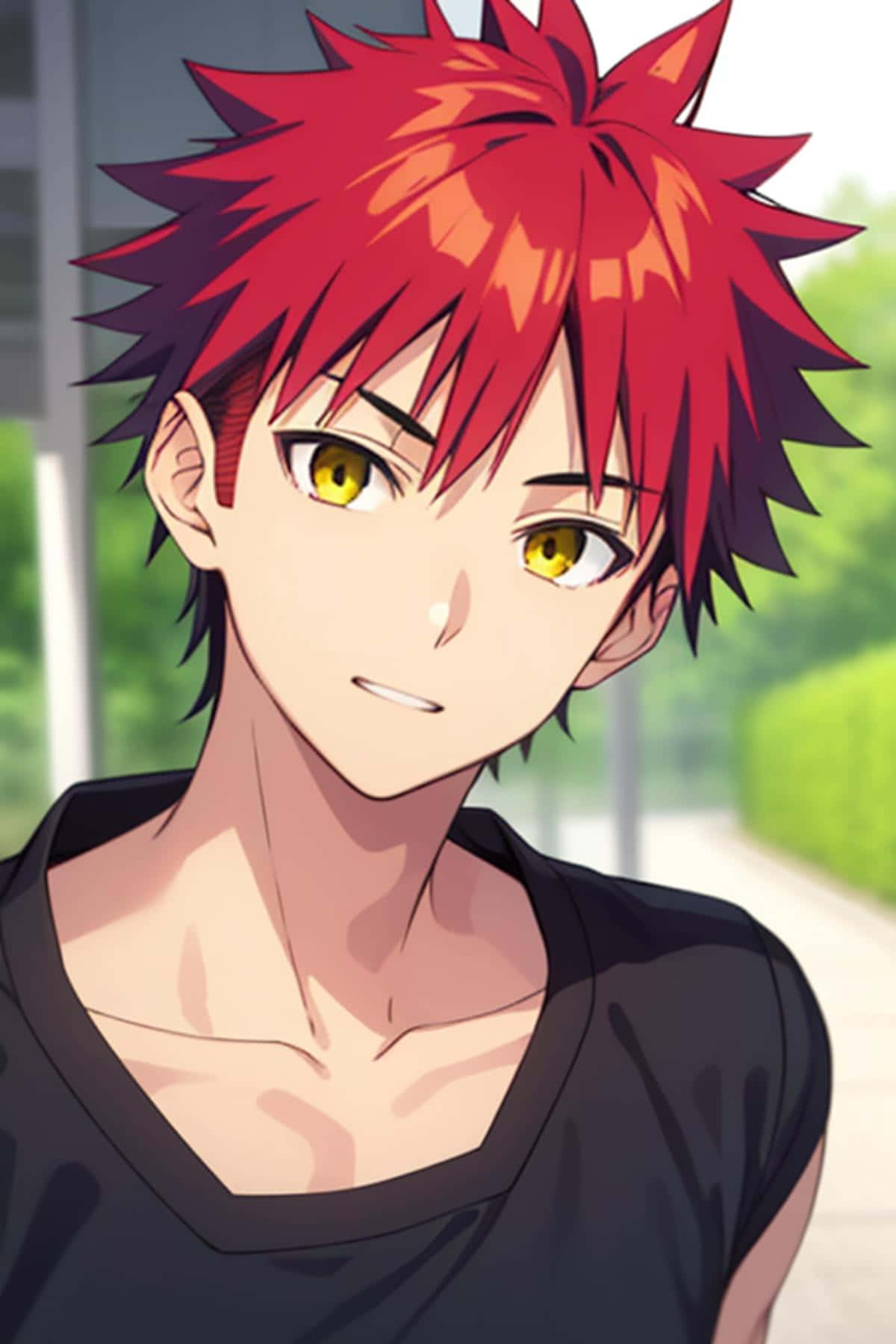 Red Haired Anime Boy Smiling Wallpaper