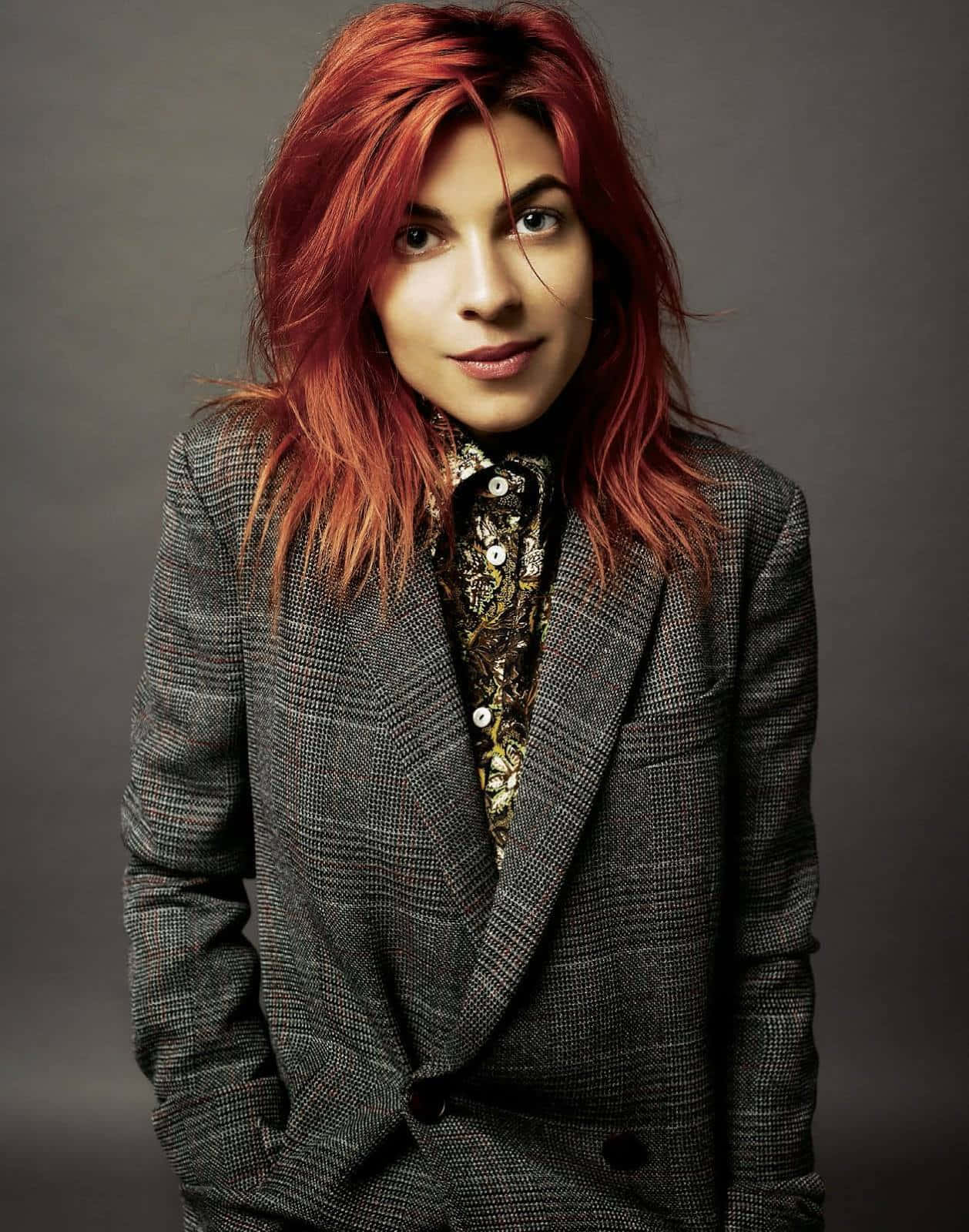 Red Haired Womanin Tweed Jacket Wallpaper