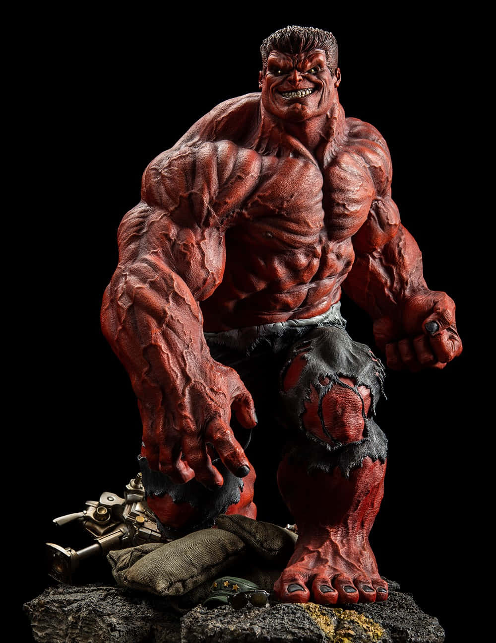 Red Hulk Statue Display Wallpaper