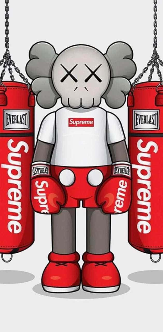 Red Kaws Boxing Character Wallpaper