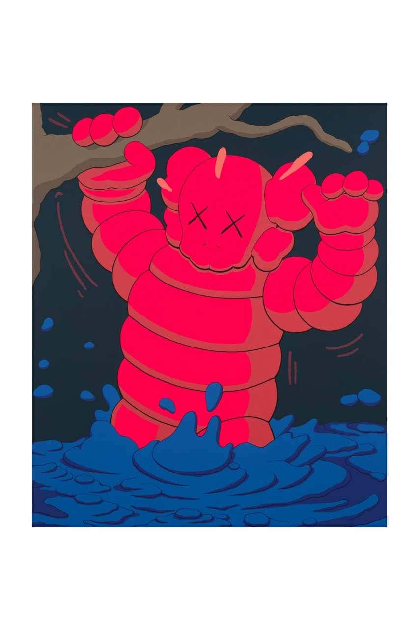 Red Kaws Figure Artwork Wallpaper