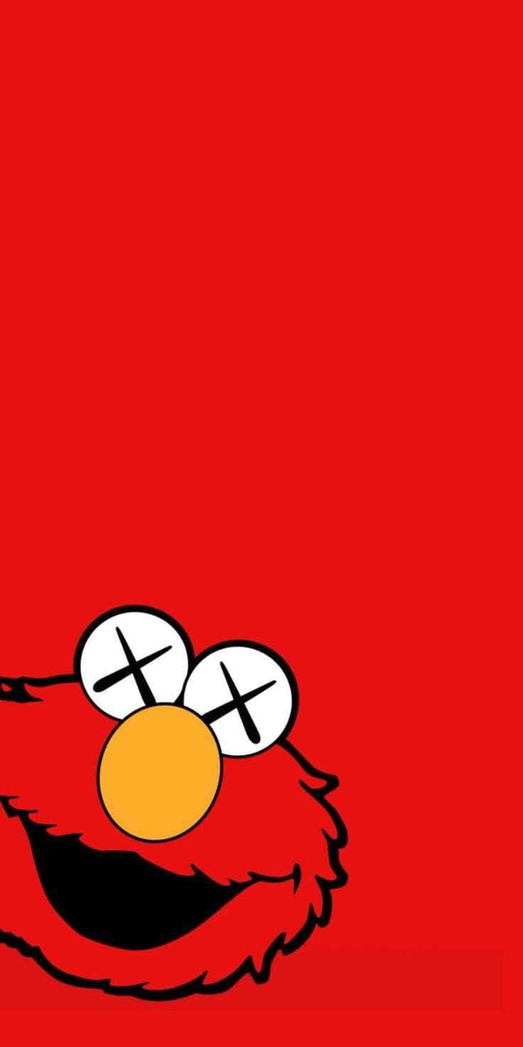 Red Kaws Sesame Street Mashup Wallpaper