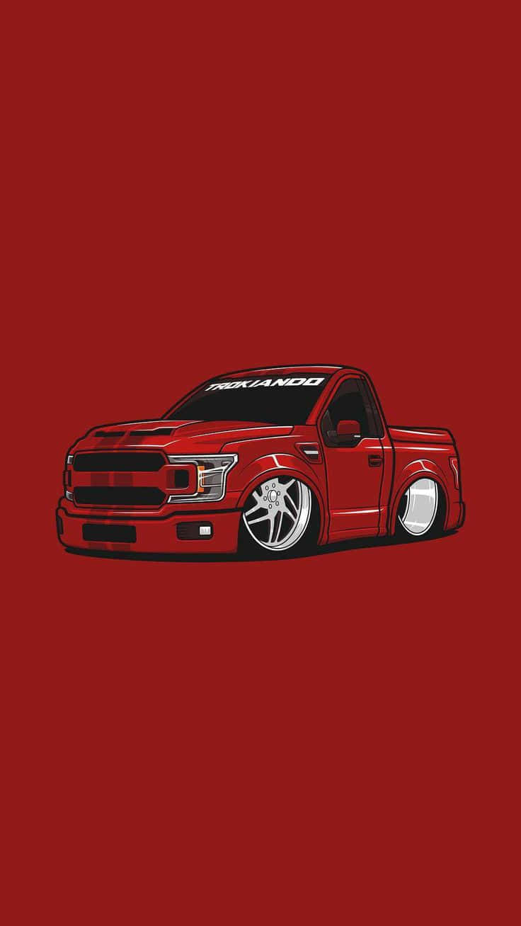 Red Lowered Takuache Truck Illustration Wallpaper